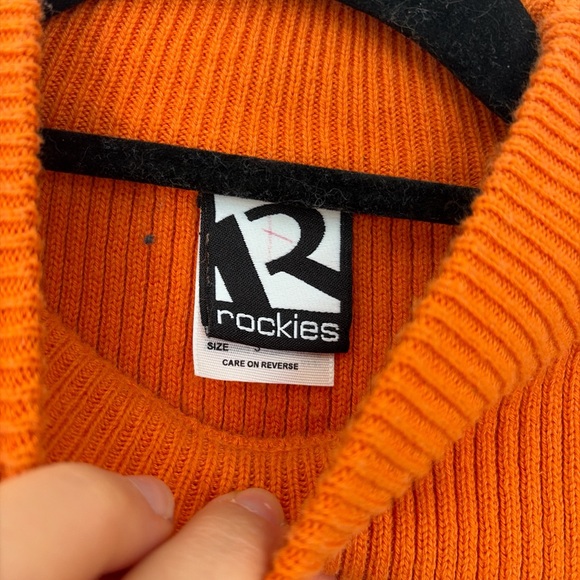 Orange and yellow striped ribbed mock neck sweater vest - Picture 3 of 4